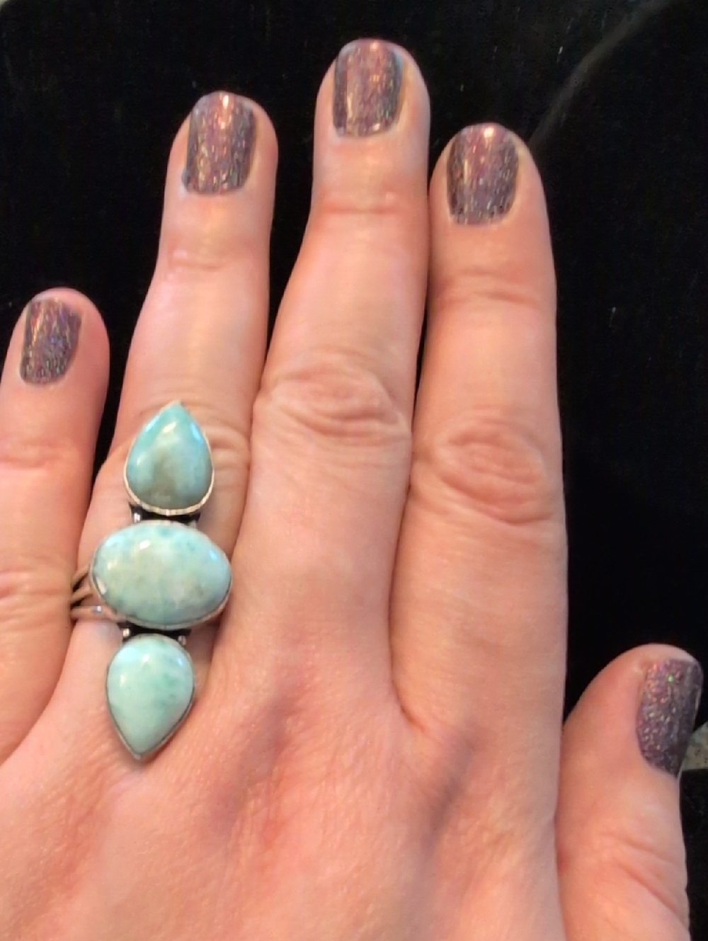 Ring With Light Blue Larimar Stones
